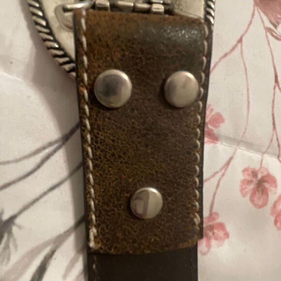 Nocona Men’s Jeweled Cross w/Braided Edges Leather/Silver Western/Cowboy Belt - Picture 7 of 13